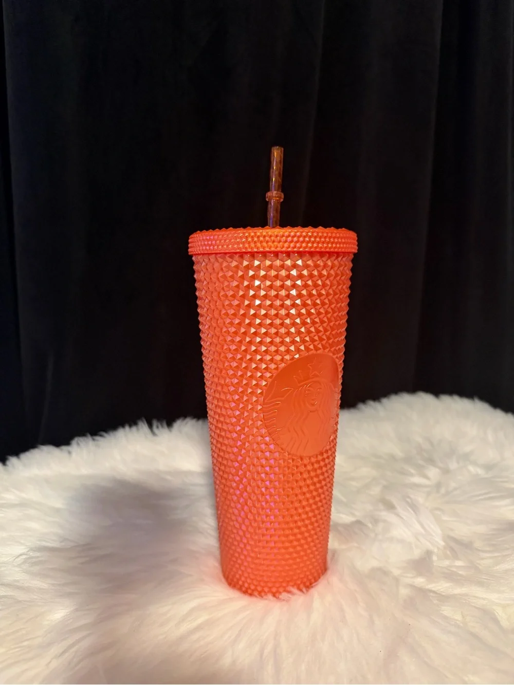 Starbucks 2022 Halloween Orange Studded Cold Cup Tumbler with Straw